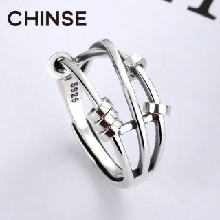 时来运转S925纯银戒指食指戒多圈转运珠吉祥转运韩版时尚闺蜜
