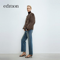 edition绒毛外套女冬季仿羊羔毛牛角扣外套EBD4COTT04