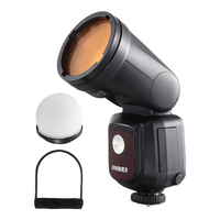  金貝 金贝 JINBEIHD-1圆头机顶闪光灯单反相机外拍灯复合热靴适用于佳能尼康索尼富士松下高速同步摄影灯拍照补光灯 H套HD-1标配+柔光球+色片蜂窝网+反光板 通用版