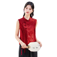 似水年华2025夏季新中式盘扣圆领设计感小个子显瘦短外套 11红色 L