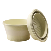 洁丽雅 泡脚桶家用可折叠便携加厚过小腿保温足底按摩养生足浴桶 奶油黄