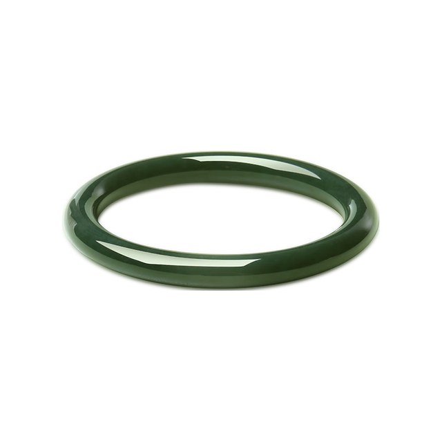 周大生 和田玉青玉圆条手镯女款玉镯子 附证书 内径约62mm