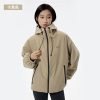 zauo户外冲锋衣男女三合一防风防水保暖外套透气登山服 卡其色冲锋衣 XL码