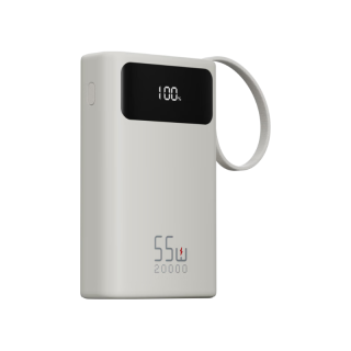 移动端、京东百亿补贴：京东京造 55W快充 移动电源 自带线  20000mAh 米色