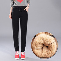 虎迹 冬季羊羔绒加厚休闲裤女