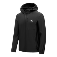美津浓(MIZUNO)户外夹克男防风保暖徒步登山服男软壳复合外套男 黑色 M