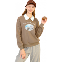 La·go·go 女士撞色翻领落肩卫衣 美拉德简约元气舒适上衣