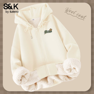 班尼路 S&K系列加绒加厚保暖重磅羊羔绒连帽外套外套