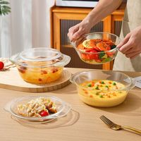 百亿补贴：前力 沙拉碗带盖水晶煲玻璃碗 微波炉烤箱专用耐热高温汤碗泡面碗蒸蛋碗