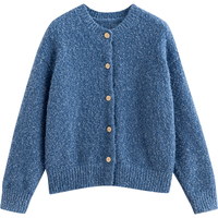 初语圈圈纱夹花毛衣女小香风复古花纱针织开衫外套上衣 天空蓝 常规 M