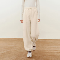 乐町 韩系少女软糯摇粒绒针织束脚裤 20阔腿休闲裤