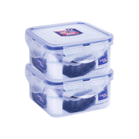 乐扣乐扣 塑料保鲜盒密封便当盒饭盒冰箱收纳盒储物盒餐盒420ml*2 正方形420ml*2