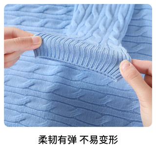 纳维凯尔儿童毛衣冬季男童毛衣女童毛衫上衣防寒亲肤圆领时尚百搭 经典绞花浅蓝 150