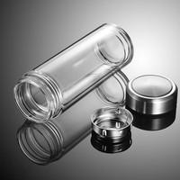 PINYU 双层玻璃杯 高硼硅泡茶杯 400ml