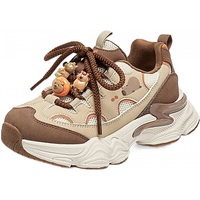 百丽时尚撞色厚底老爹鞋女童2025冬童趣休闲鞋50603D85 杏色-单里 31