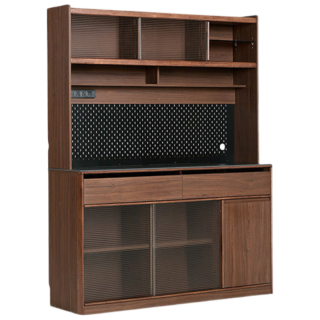 林氏家居 中古风餐边柜双层靠墙一体储物收纳酒柜林氏木业UM3T-A 1.5m高餐边柜UM3T