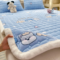 腾泰 加厚床垫褥子冬季牛奶绒床单床褥垫软垫毛毯床盖褥垫被床毯三件套