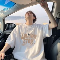 东方骆驼 白色短袖t恤男夏季纯棉宽松设计感半袖美式百搭潮牌上衣