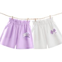 真维斯女童裤子夏季2024中大童纯棉休闲五分裤儿童夏装花苞腰短裤 【2条装】粉蓝/包子兔K 120cm