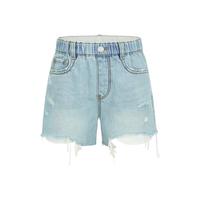 little MO&Co.little moco童装24夏女童亲子装破洞做旧牛仔短裤KBD2SOT029 牛仔浅蓝色 120/53