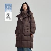 茵曼 【90%绒含量】25年冬季时尚减龄显瘦宽松大翻领保暖羽绒服女