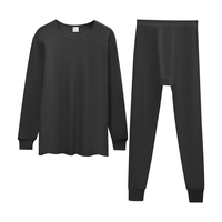 红豆(Hodo) 秋冬内衣秋衣秋裤纯棉套装纯色低圆领打底衫裤 女款黑色 M 165/90