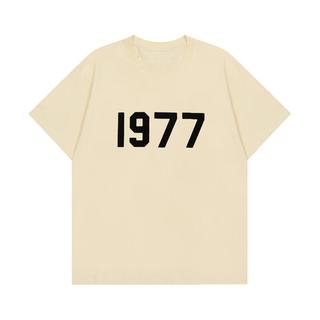 EAGLE ESSENTIALS美式潮牌1977植绒短袖男女纯棉T恤宽松休闲百搭半袖 杏色 M