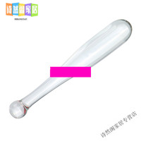 妙普乐 2025新款高硼硅玻璃实心擀面杖透明圆头棒球棒棍圆润光滑细腻无毛 粉色棒球棍