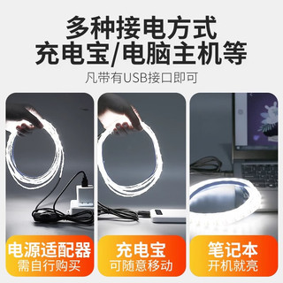 LABOT拉伯塔USB灯带自粘背胶5v灯带超亮USB接口电视机氛围灯带usb灯带led灯条 1米【5V裸板】USB线 暖光3000K
