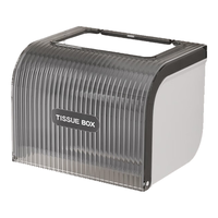 沃福友 卫生间纸巾盒洗手间厕纸置物架厕所条纹纸盒壁挂式浴室抽纸卷纸筒 白+透明黑