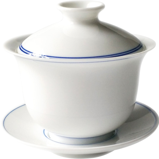 九土 手工青花瓷茶具功夫盖碗三才杯碗带盖茶杯盖碗茶盅日式薄胎盖杯 青花马蹄盖碗