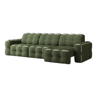 曲美家居沙发 多功能沙发布艺电动平移伸缩沙发床 橄榄绿-左侧双电动位 三人位 2.81m