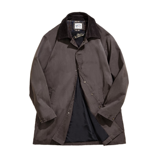 马登 工装 复古英伦油蜡风衣男纯棉宽松防水大衣帅气中长款披风外套 深咖色（无需水洗） XL