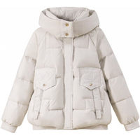 鸭鸭（YAYA）短款羽绒服女士2024冬季小个子美拉德休闲加厚防寒连帽外套HN 咖啡色 M/160