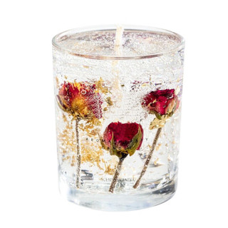 艾风格鲜花果冻香薰蜡烛玻璃杯卧室香氛摆件 白蜡款/小透明杯80g 薰衣草款--天堂栀子