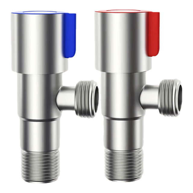 万和 304不锈钢铜阀芯三角阀八字阀止水球阀 国标4分进出水红蓝标角阀