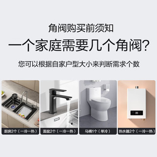 万和（Vanward）304不锈钢铜阀芯三角阀八字阀止水球阀 国标4分进出水红蓝标角阀
