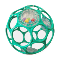 Bright starts【kids2店】奥波球Oball婴幼儿玩具曼哈顿宝宝手抓球软球 奥波球摇铃款-蓝绿色