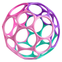 Bright starts【kids2店】奥波球Oball婴幼儿玩具曼哈顿宝宝手抓球软球 经典奥波球-粉蓝色