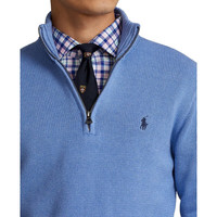 Polo Ralph Lauren毛衣拉夫劳伦男装男士柔软套头拉链刺绣小马保暖舒适棉质长袖 Soft Royal Heather/柔和皇家蓝色