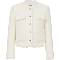 VERO MODA VEROMODA夹克女2026春季含绵羊毛小香风毛边优雅夹克32611701新年过年 古董白 XS