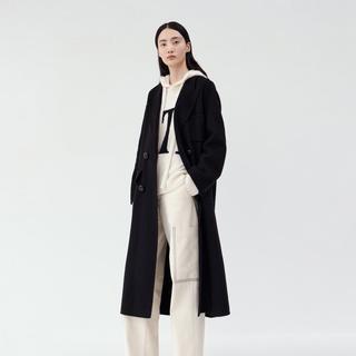 edition 经典戗驳领长款西装式羊毛双面呢大衣外套
