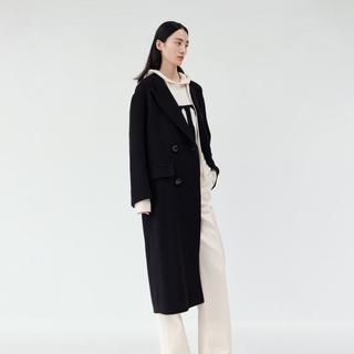 edition 经典戗驳领长款西装式羊毛双面呢大衣外套