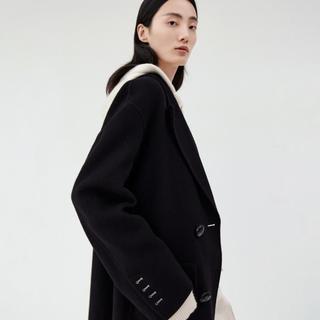 edition 经典戗驳领长款西装式羊毛双面呢大衣外套