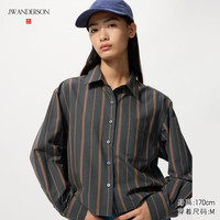 优衣库 女装男装牛津纺箱型条纹衬衫/长袖合作款479975