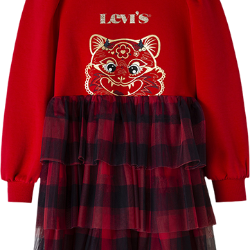 Levi's |李维斯童装女童春秋格纹纱裙连衣裙儿童裙子拜年服