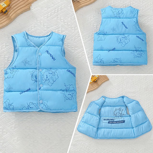 木木屋 童装日系儿童春秋冬两面穿外穿马甲男女童印花马甲宝宝坎肩