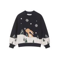 水孩儿 童装女童秋春儿童上衣童趣节日线衣简约百搭毛衣