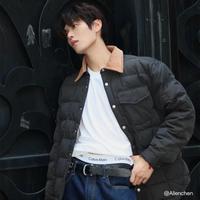 卡尔文·克莱恩 CK Jeans25秋冬男士复古轻薄绗缝撞色灯芯绒衬衫领宽松羽绒服外套