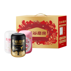 五谷磨房 团圆三宝礼盒食养礼润颜阿胶粉黑芝麻糊杏仁粉年货1638g 润颜三宝礼盒1638g